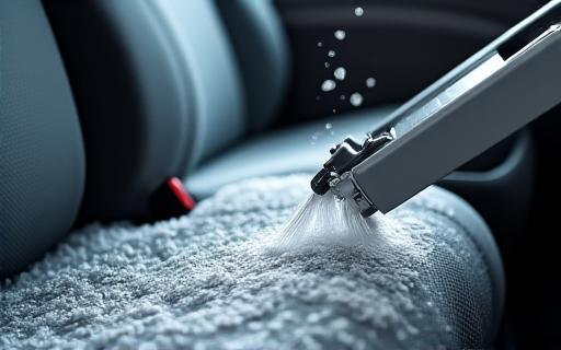 Macchinario professionale per lo shampooing dei sedili di un'auto.